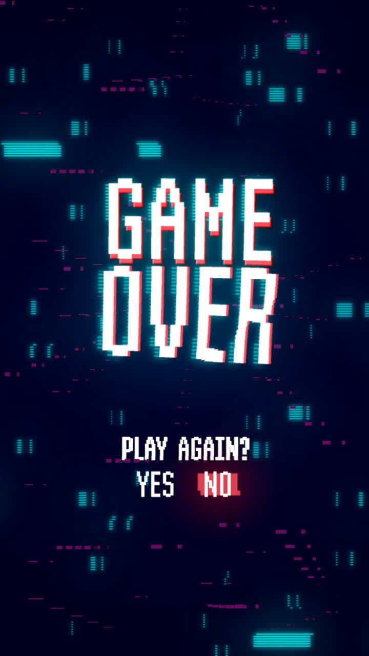 Motion Graphic of Glitch game over background