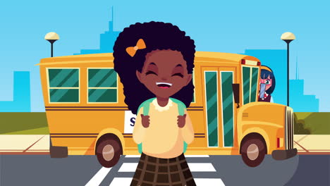 back to school animation with students girls