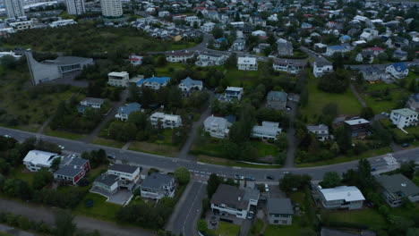 Birds-eye-view-of-Sundahofn-harbor-in-Reykjavik,-Iceland,-the-largest-cargo-port-in-the-country.-Drone-view-of-Icelandic-capital-city-with-his-cargo-harbour.-Import-and-Export