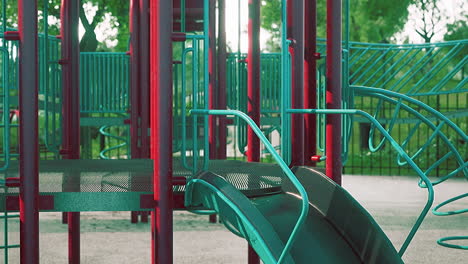 Empty colorful children playground set in park
