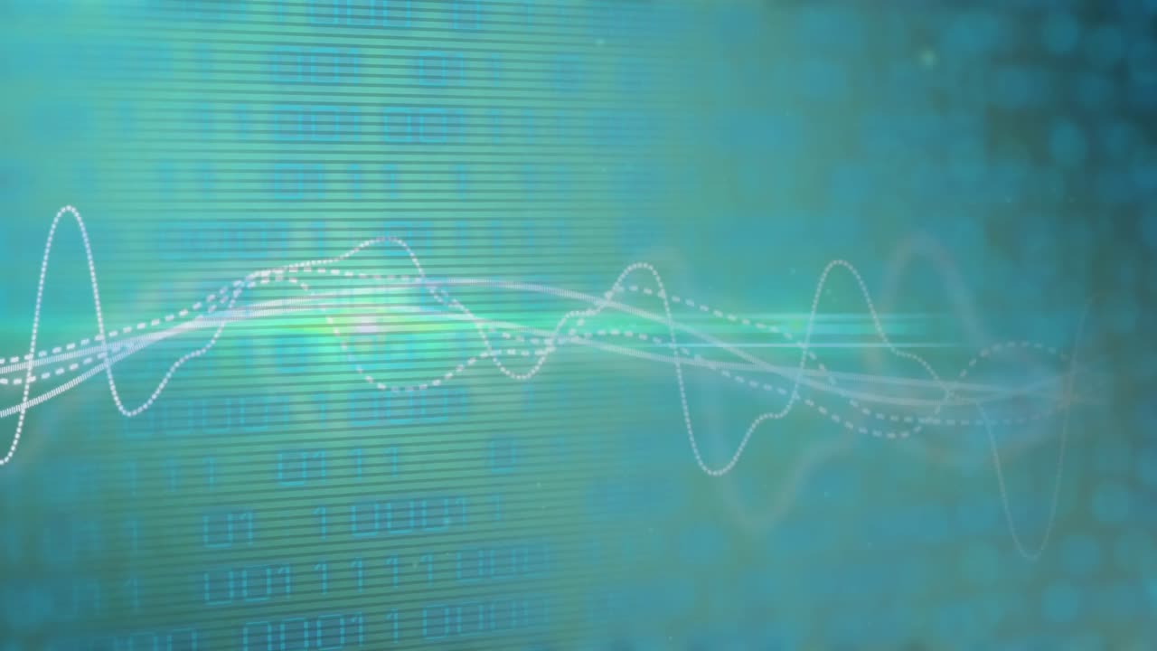 Animation of graphs and binary code on green background