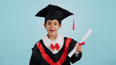 graduado, niño y celebración con retrato
