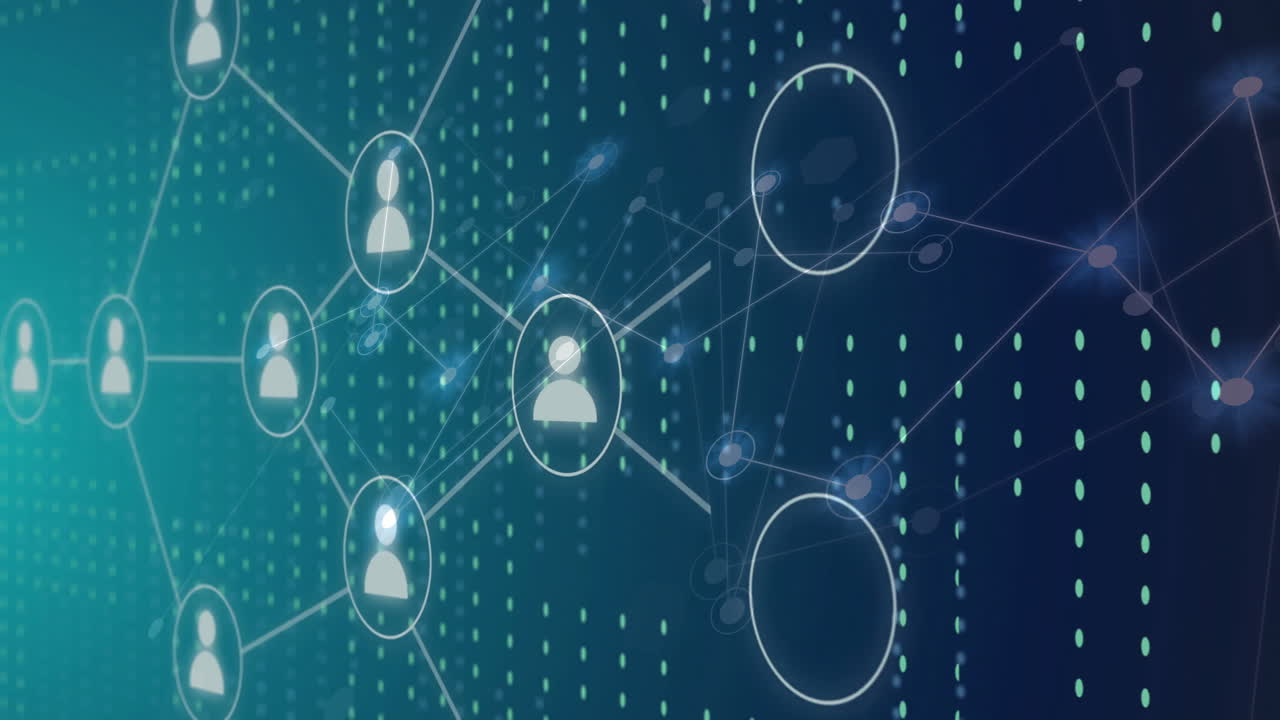 데이터 및 통신 네트워크를 통해 사람들의 네트워크 아이콘의 애니메이션