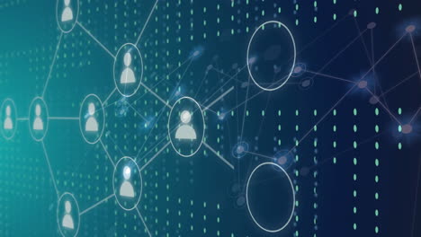 animación de iconos de redes de personas a través de redes de datos y comunicaciones