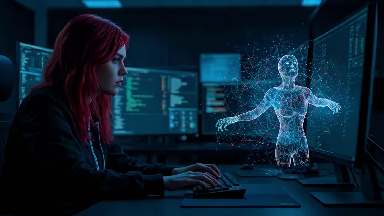 Delving into the promising future of technology by crafting a unique digital avatar within the context of a contemporary workspace