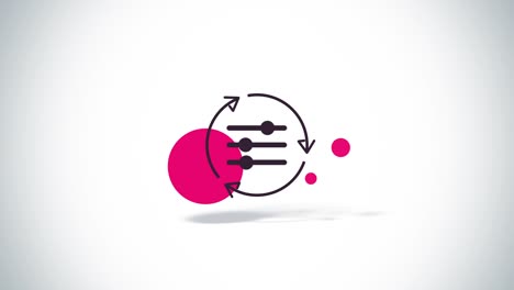 flat equalizer symbol with arrows rotate animation on white background.