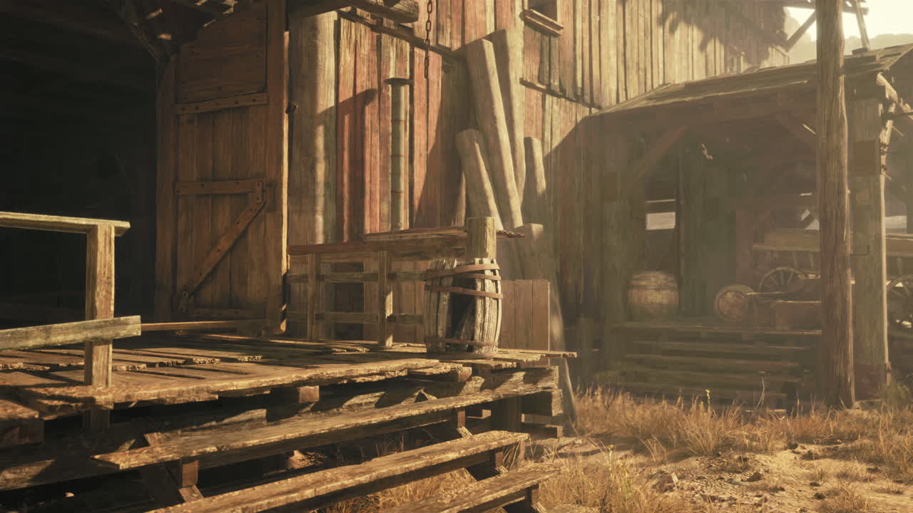 오래된 나무 창고 외관