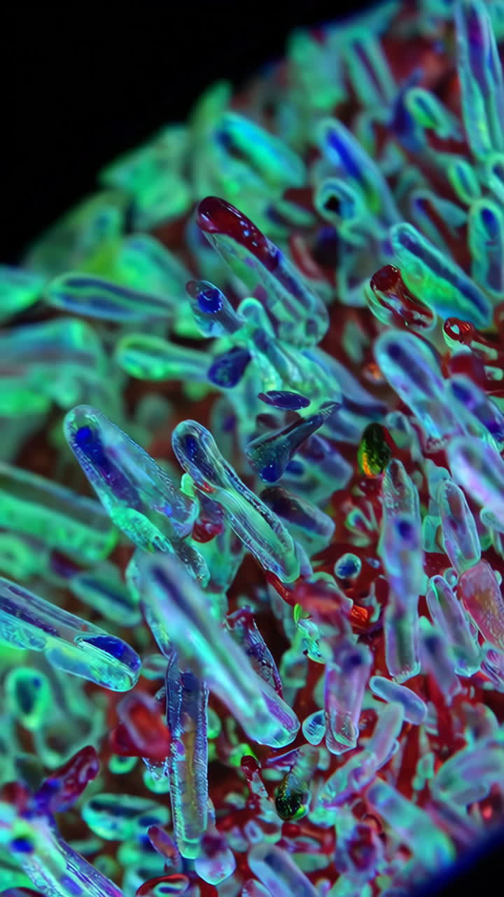 Fluorescent Mineral Crystals Under UV Light