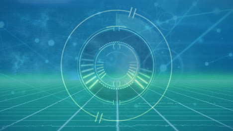 animation of network of connections over scope scanning