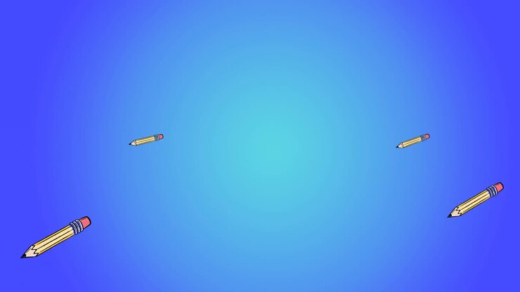 Animation of yellow pencils floating on blue background