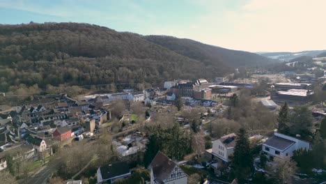 high-altitude panoramic view of bad münstereifel nestled in the scenic eifel region.