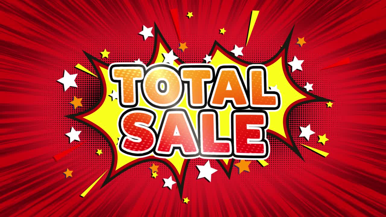 Total sale text pop art style expression retro comic bubble expression cartoon illustration sale