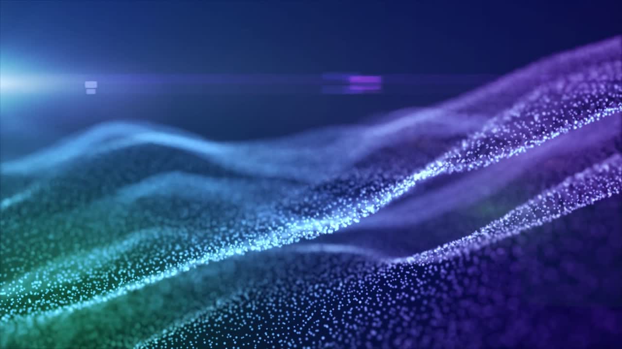 Abstract Digital Particle Waves Flowing with Light Flare