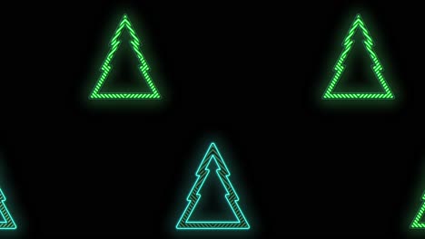 Neon-green-Christmas-trees-pattern-on-black-gradient