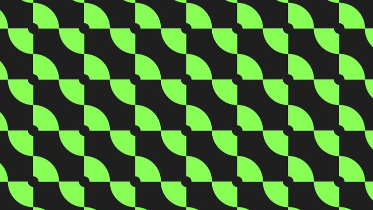 An abstract checkered pattern consisting of black and green colors is displayed on the image. The design features small green circles in checkered formation against a black backdrop