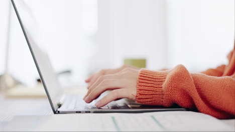 Closeup,-hands-and-woman-with-laptop