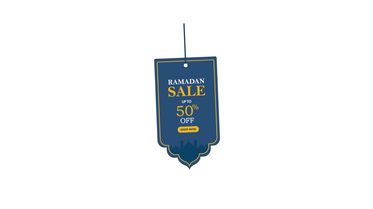 Cartellino animato 'Saldi Ramadan' con sconto del 50%