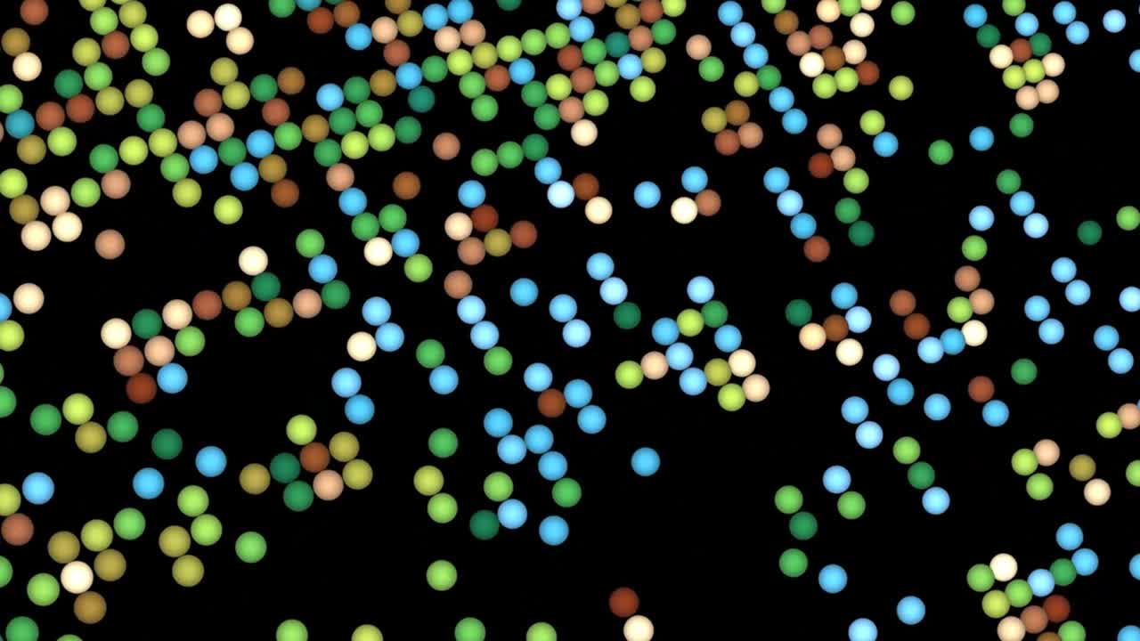 Balls abstract digital spot lights fast blink fresh horizon tone color slow rotate on the black screen