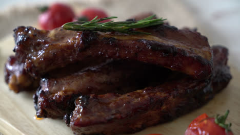 grilled barbecue ribs pork with rosemary