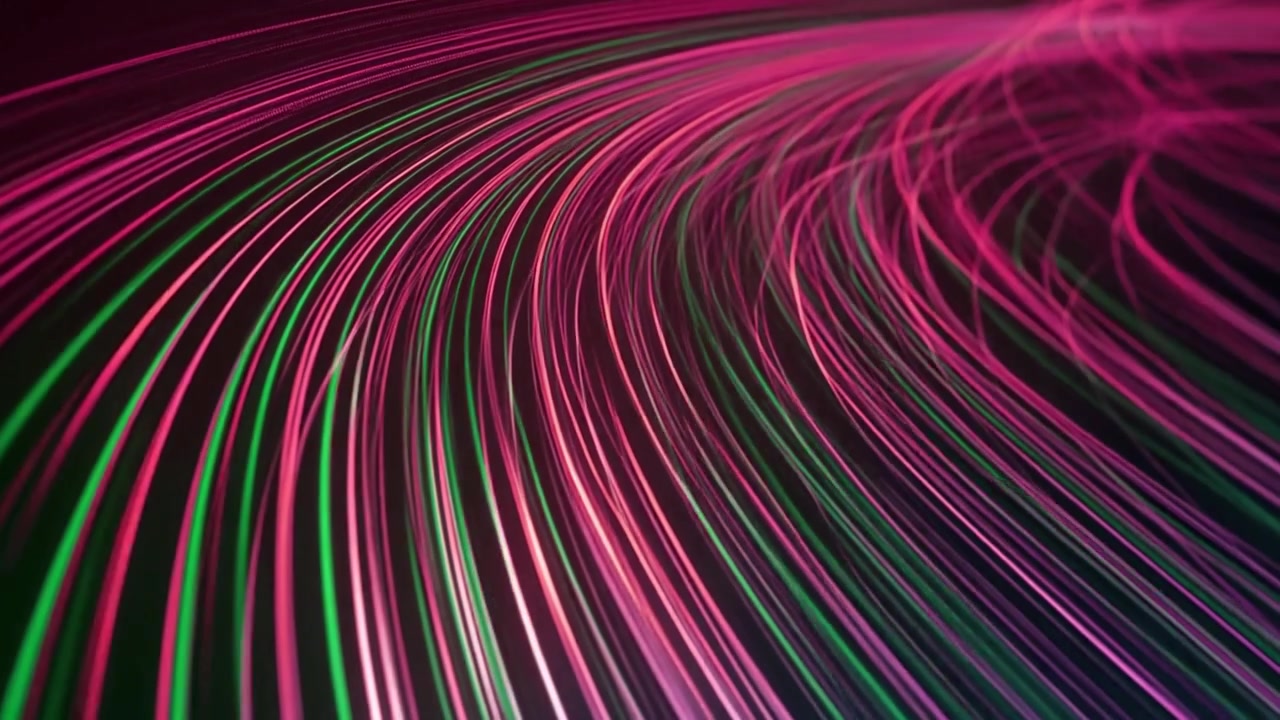 Abstract Motion Background with Glowing Pink and Green Light Trails