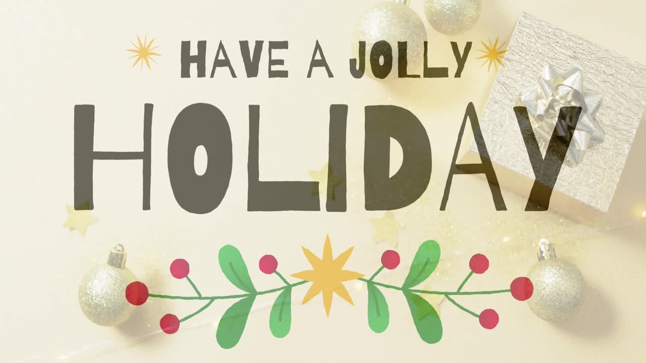 アニメーション:クリスマス・バブルズで陽気な休日のテキストを