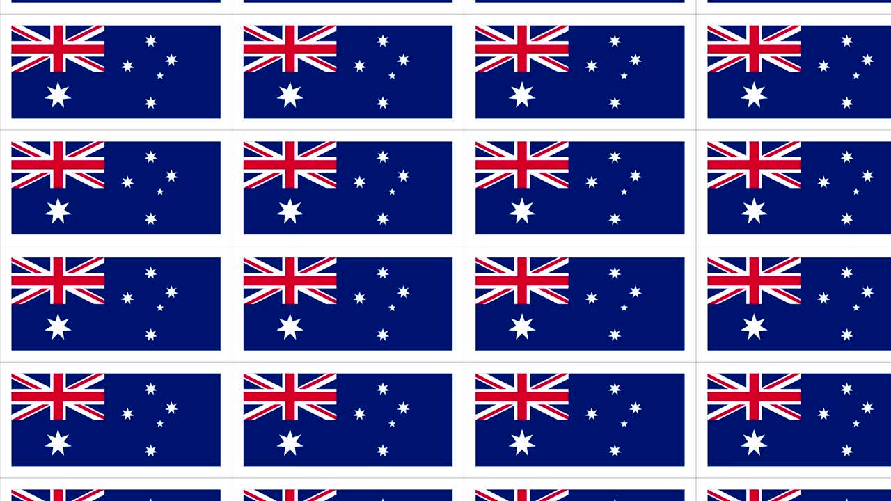 호주 국기 로 된 포스트카드 시트