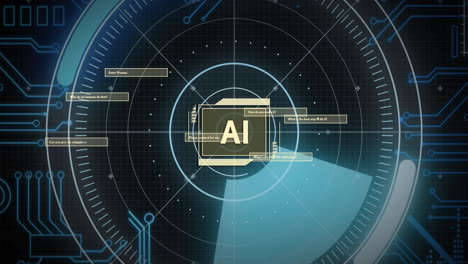 animation of ai text and data processing over scope scanning