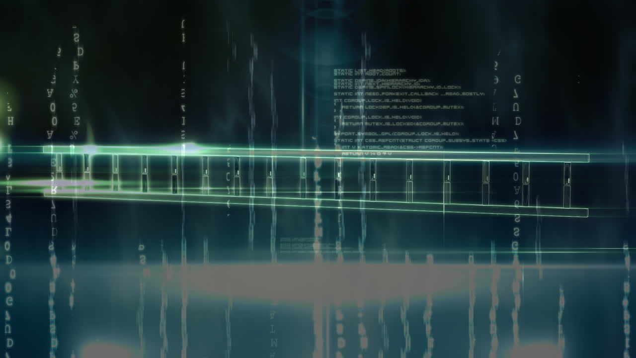 Animation of dna strand, data processing and binary coding on green background