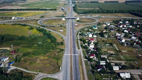 aerial view of road junction