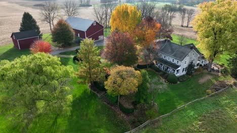 family farm and homestead in rural agriculture farmland