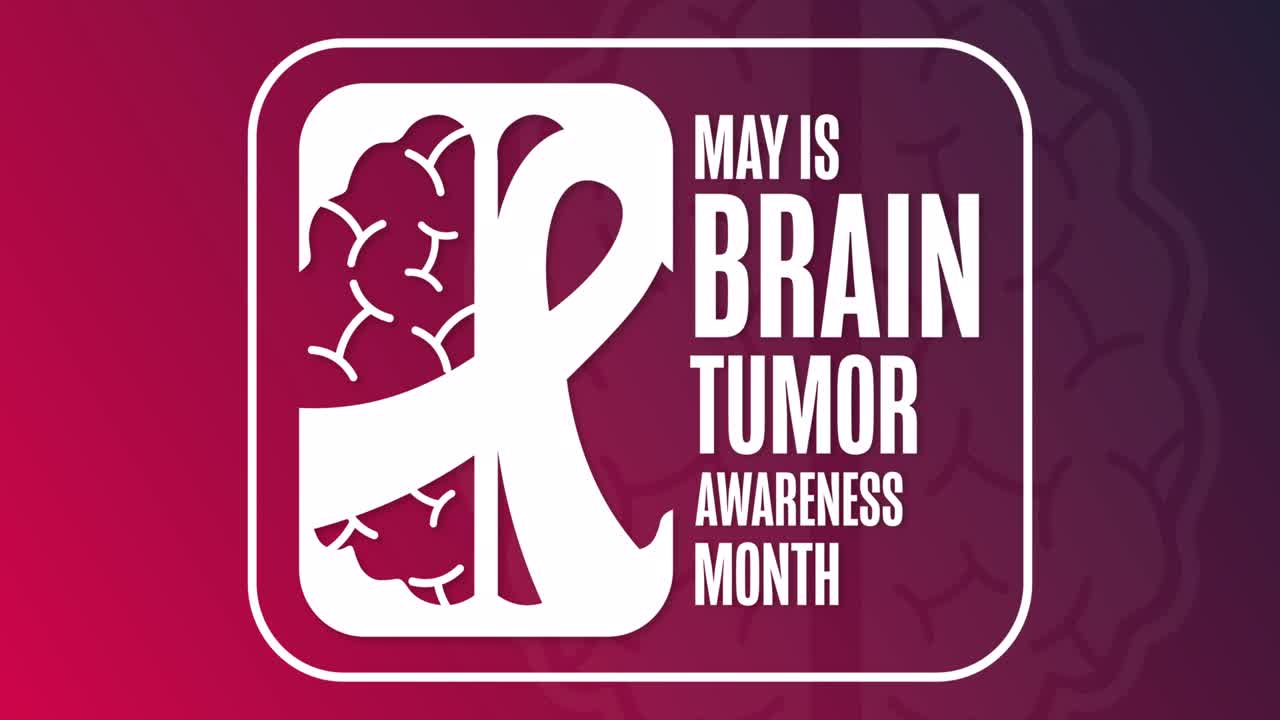 5월은 뇌종양 인식 달입니다. 평평한 휴가 애니메이션. 모션 그래픽 디자인. 4k, hd 루프 영상.