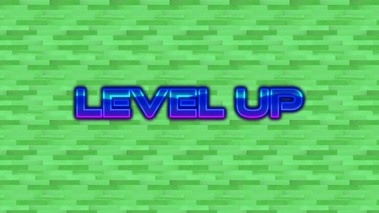 Animation of level text up on green background