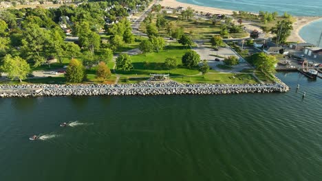 channel shoreline, secured with boulders