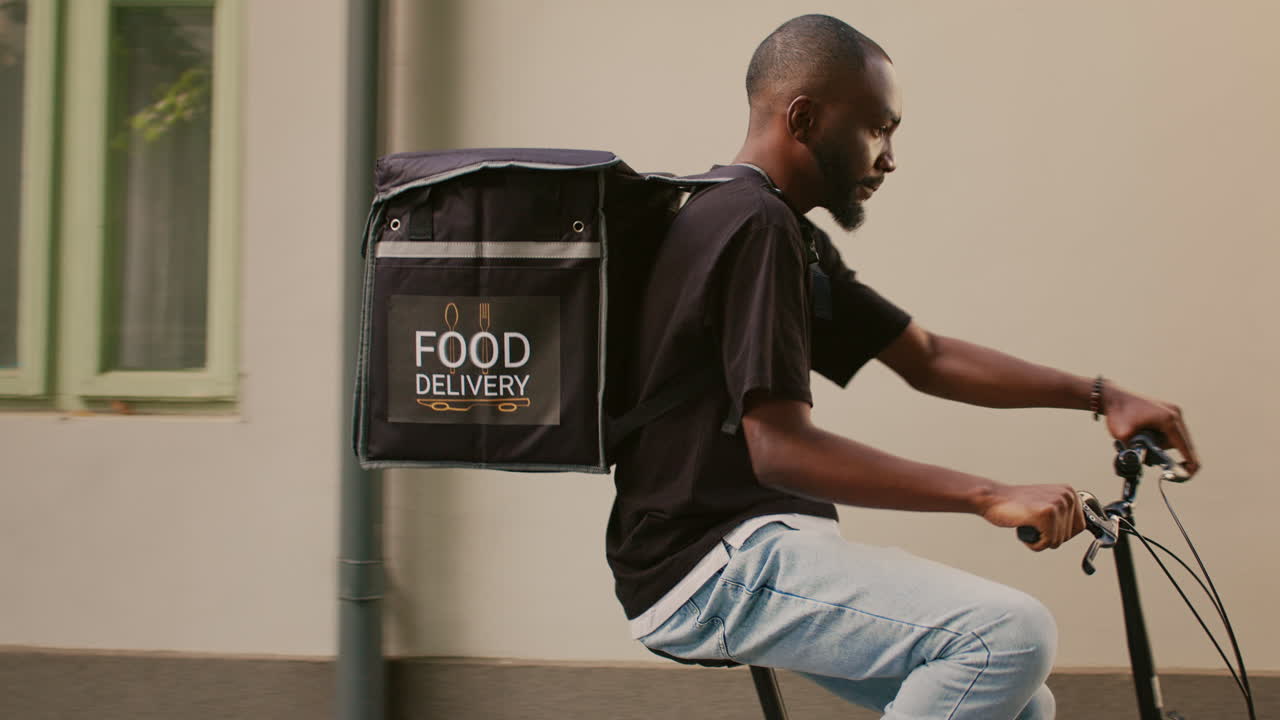 Food Delivery Courier with Backpack