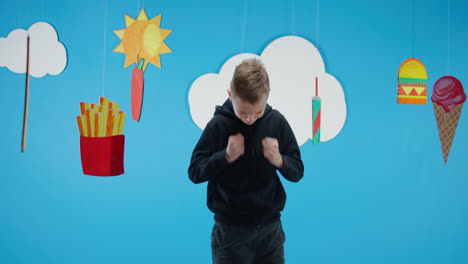 boy looking at food options