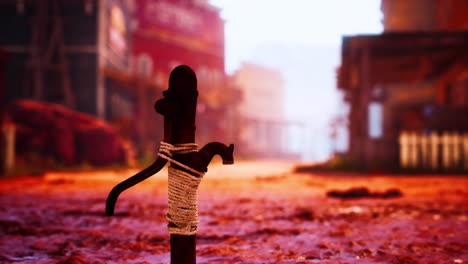 old-rusted-water-pump-in-Wild-West-town