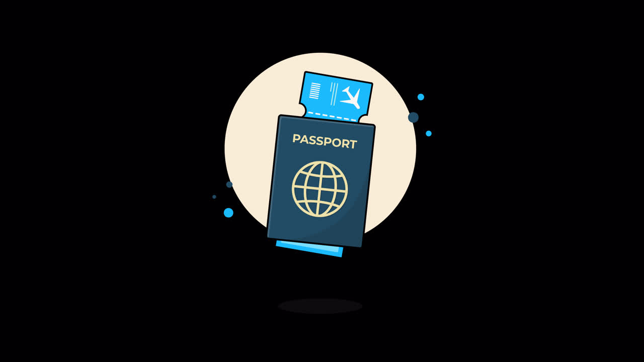 Animated Illustration of Passport and Airplane Ticket