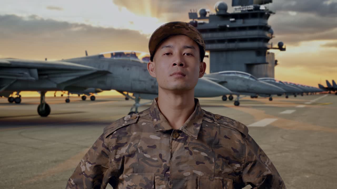 Military Personnel on Aircraft Carrier