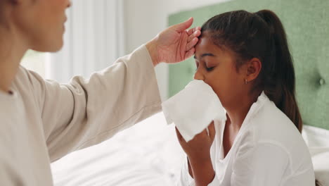 Sick,-bedroom-and-mother-care-for-daughter