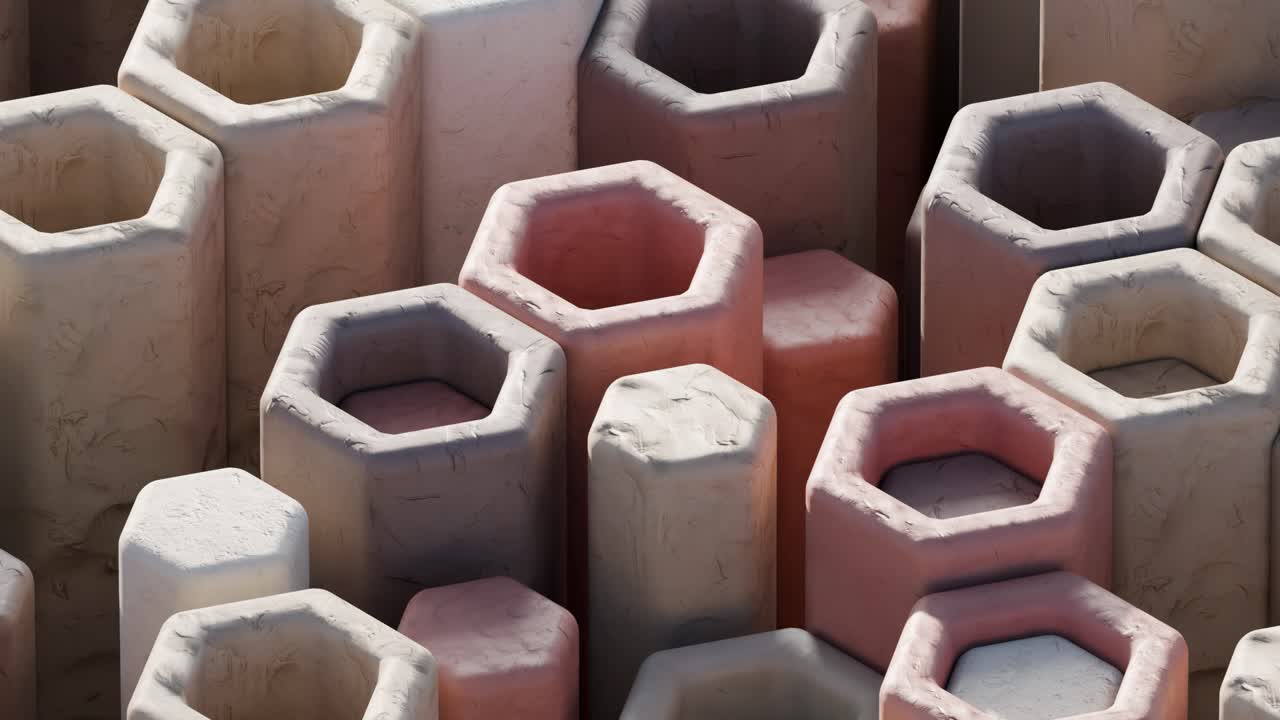 Abstract Geometric Hexagon Columns