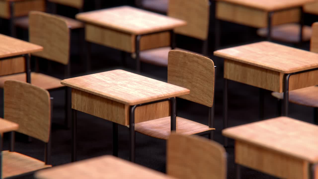 Classroom with empty desks. Looped video