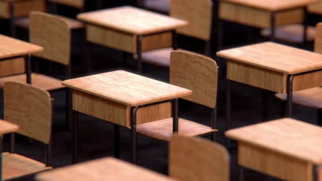 classroom with empty desks. looped video