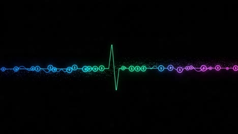 an artistic representation of a vibrant heartbeat: a dynamic visual journey through colorful audio frequencies and rhythm patterns