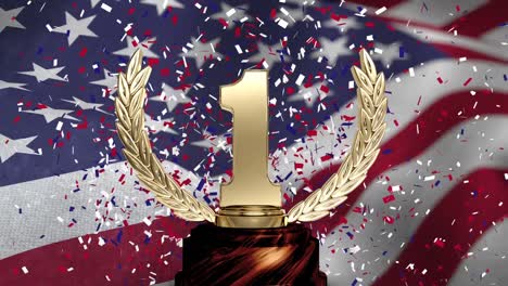 Bandera-Americana-Y-Trofeo-Del-Primer-Lugar