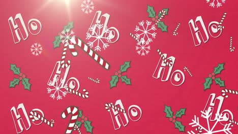 animación de ho, ho, ho texto con regalos de navidad