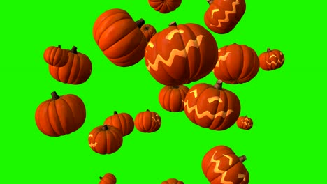 rotating halloween pumpkins on green screen - seamless loop