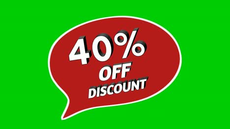 descuento de venta 40% por ciento pegatinas animación gráficos de movimiento