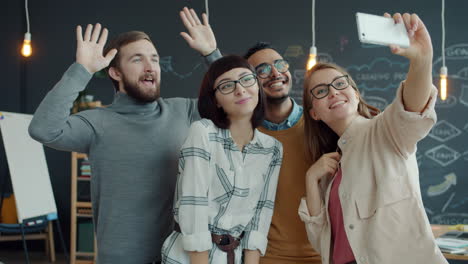team selfie in the office