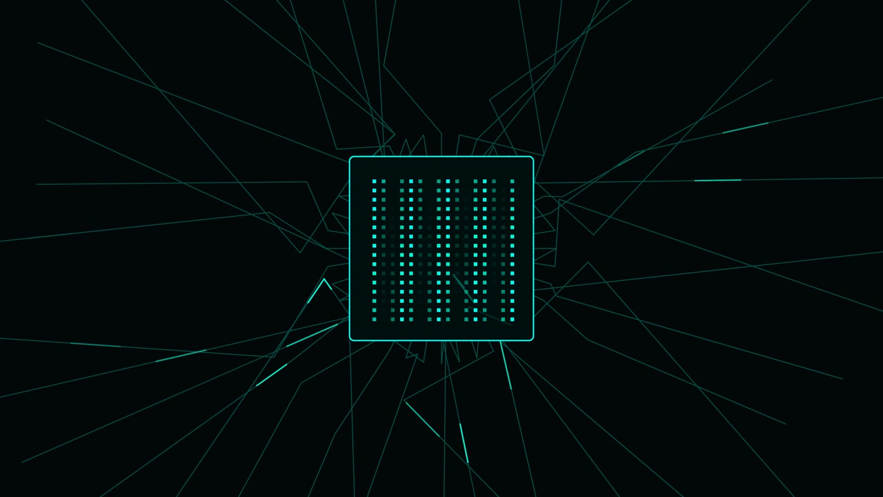 Digital Microchip Processor with Glowing Data Connections