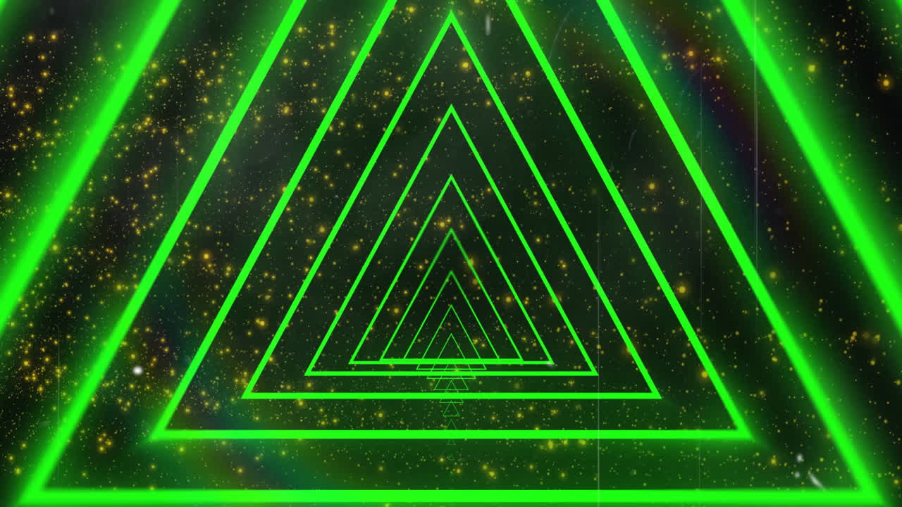 Animation of neon triangles over light spots